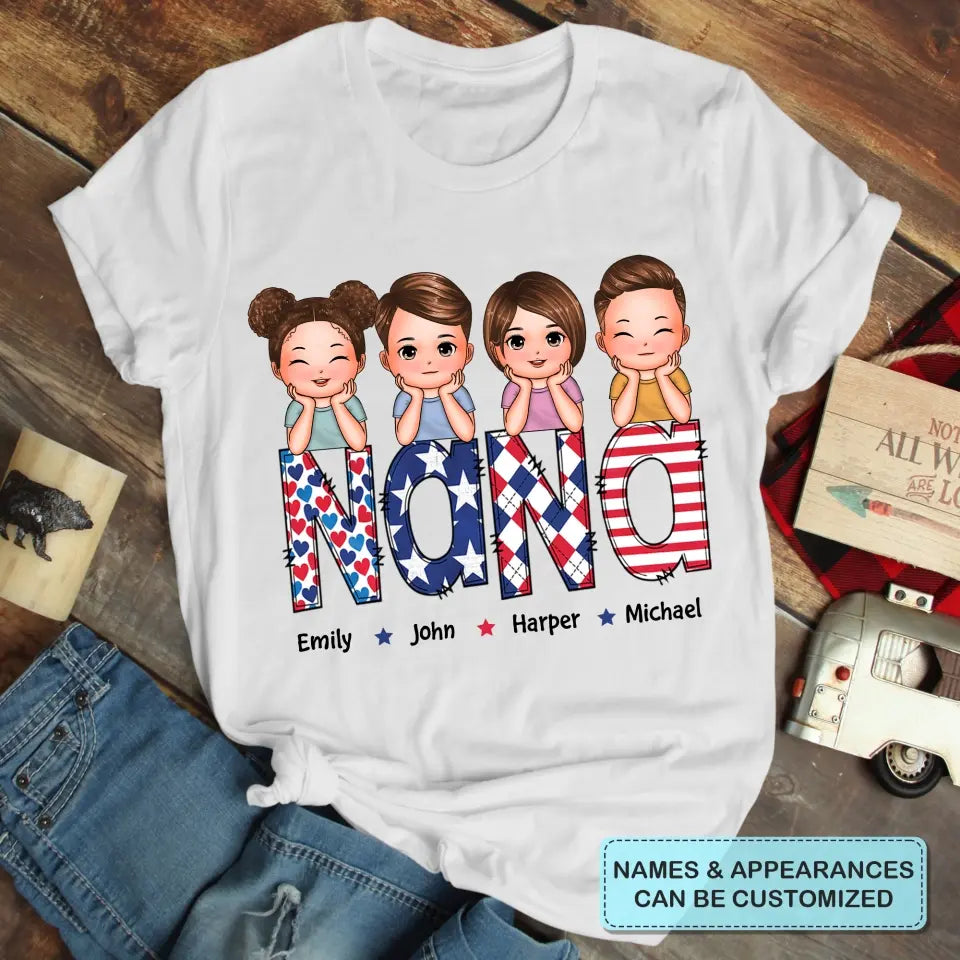 Personalized T-shirt - Independence Day, Mother's Day, Birthday Gift For Mom, Grandma - Grandma 4th Of July
