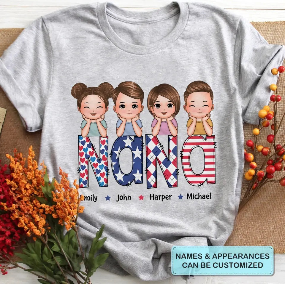 Personalized T-shirt - Independence Day, Mother's Day, Birthday Gift For Mom, Grandma - Grandma 4th Of July