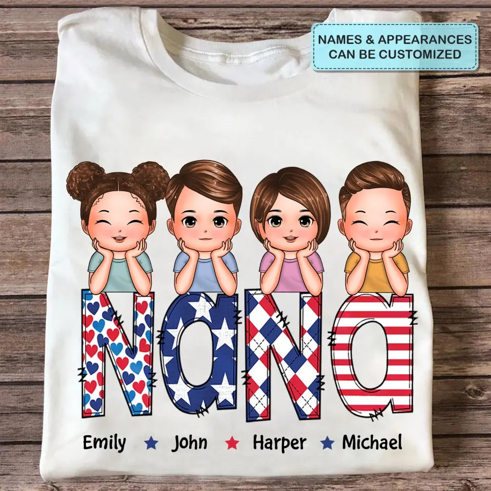 Personalized T-shirt - Independence Day, Mother's Day, Birthday Gift For Mom, Grandma - Grandma 4th Of July