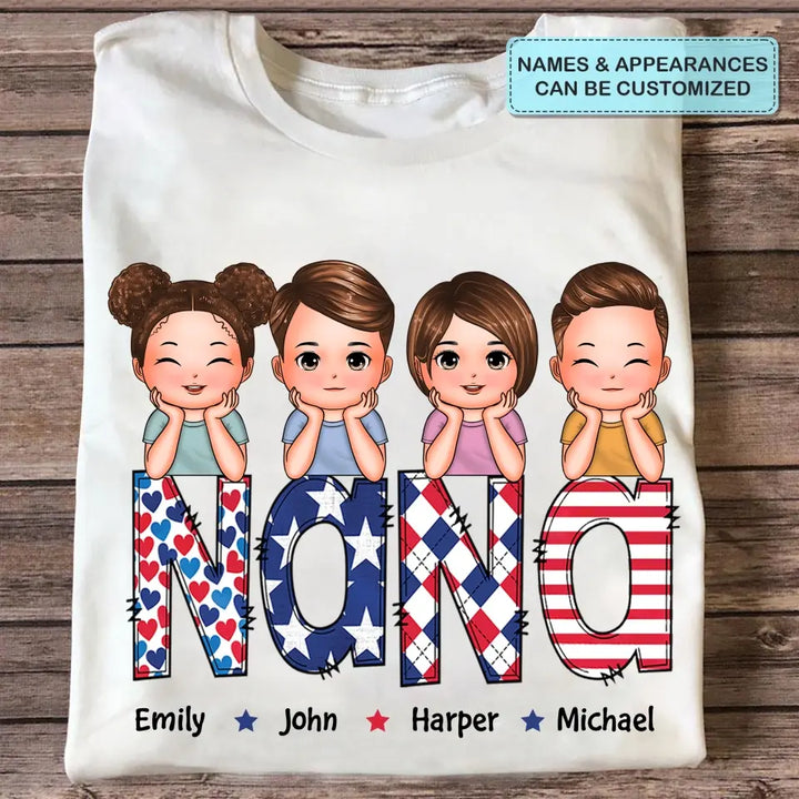 Personalized T-shirt - Independence Day, Mother's Day, Birthday Gift For Mom, Grandma - Grandma 4th Of July