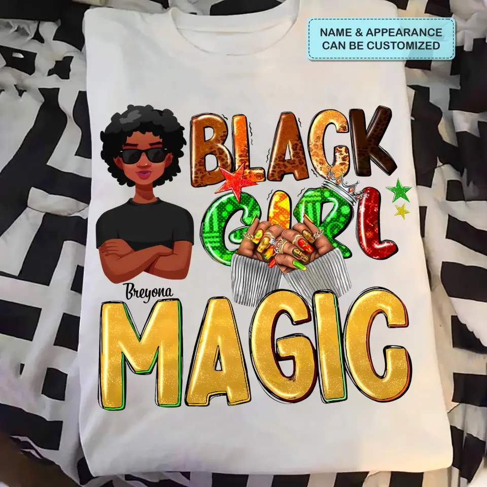 Personalized T-shirt - Mother's Day, Birthday Gift For Mom, Grandma - Black Girl Magic