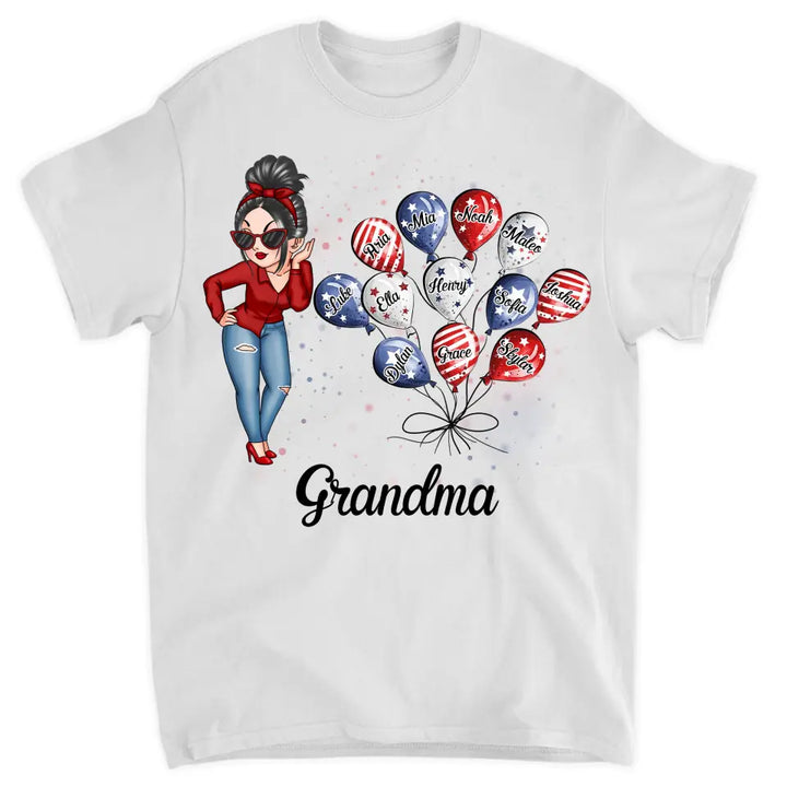 Personalized T-shirt - 4th Of July, Mother's Day, Birthday Gift For Mom, Grandma - Grandma Baloon 4th Of July