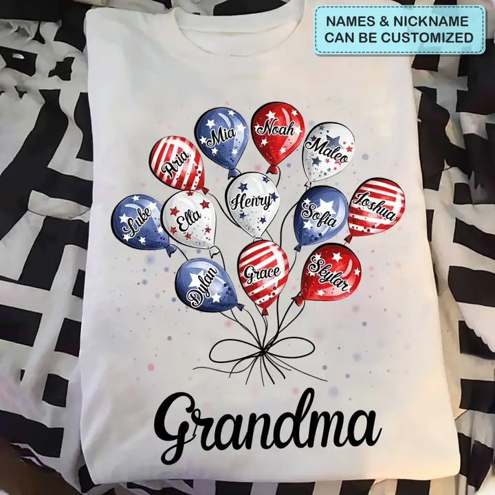 Personalized T-shirt - 4th Of July, Mother's Day, Birthday Gift For Mom, Grandma - Grandma Balloon
