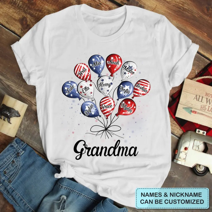 Personalized T-shirt - 4th Of July, Mother's Day, Birthday Gift For Mom, Grandma - Grandma Balloon