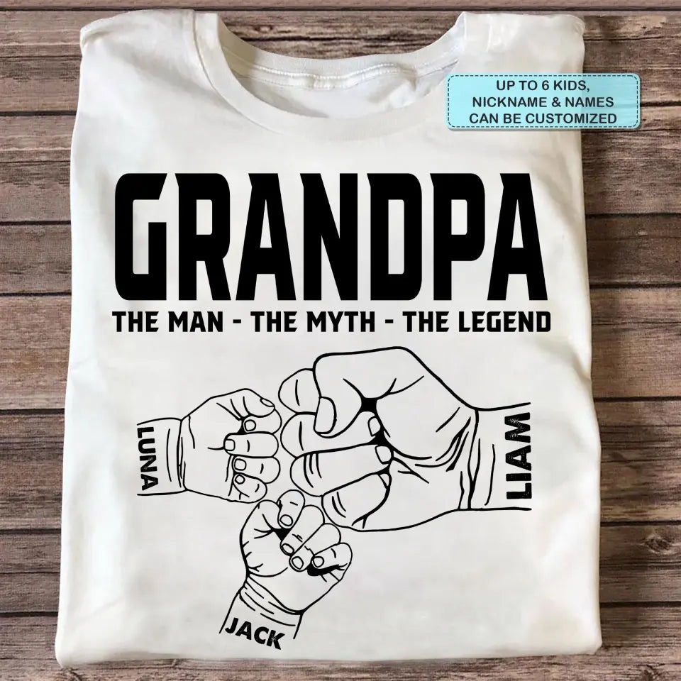 Personalized T-shirt - Father's Day, Birthday Gift For Dad, Grandpa - The Man The Myth The Legend