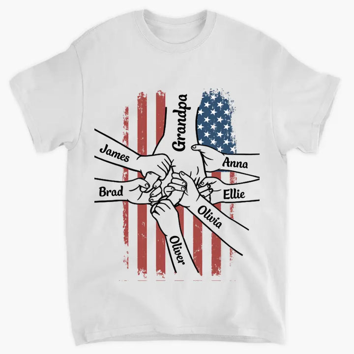 Personalized Custom T-shirt - Father's Day, Birthday Gift For Dad, Grandpa - Hand In Hand I Will Protect You