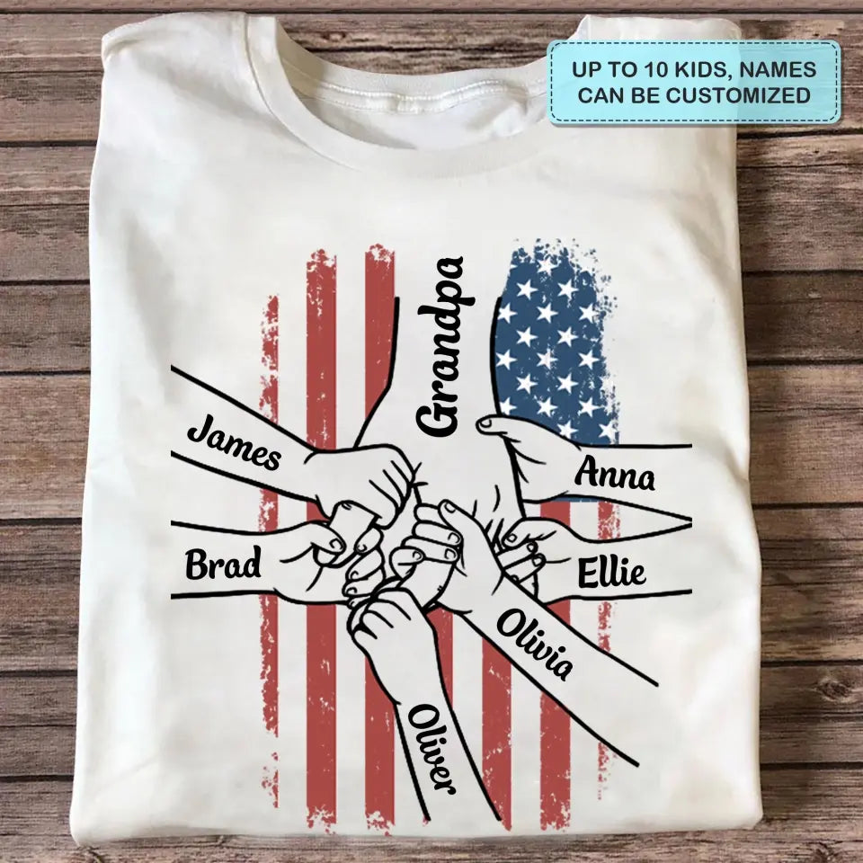 Personalized Custom T-shirt - Father's Day, Birthday Gift For Dad, Grandpa - Hand In Hand I Will Protect You