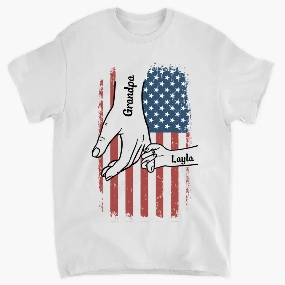 Personalized Custom T-shirt - Father's Day, Birthday Gift For Dad, Grandpa - Hand In Hand I Will Protect You