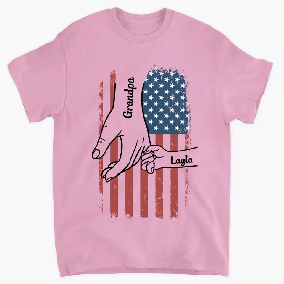 Personalized Custom T-shirt - Father's Day, Birthday Gift For Dad, Grandpa - Hand In Hand I Will Protect You