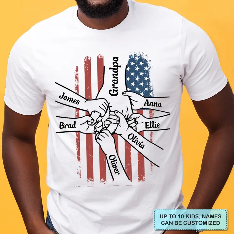 Personalized Custom T-shirt - Father's Day, Birthday Gift For Dad, Grandpa - Hand In Hand I Will Protect You