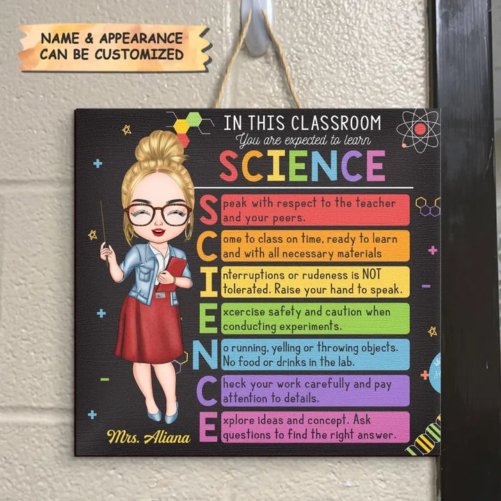 Personalized Custom Door Sign - Welcoming, Birthday, Teacher's Day Gift For Teacher - Science Teacher