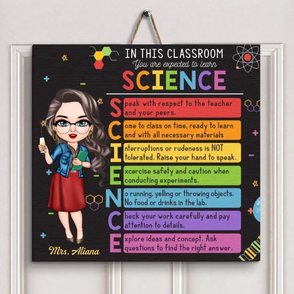 Personalized Custom Door Sign - Welcoming, Birthday, Teacher's Day Gift For Teacher - Science Teacher