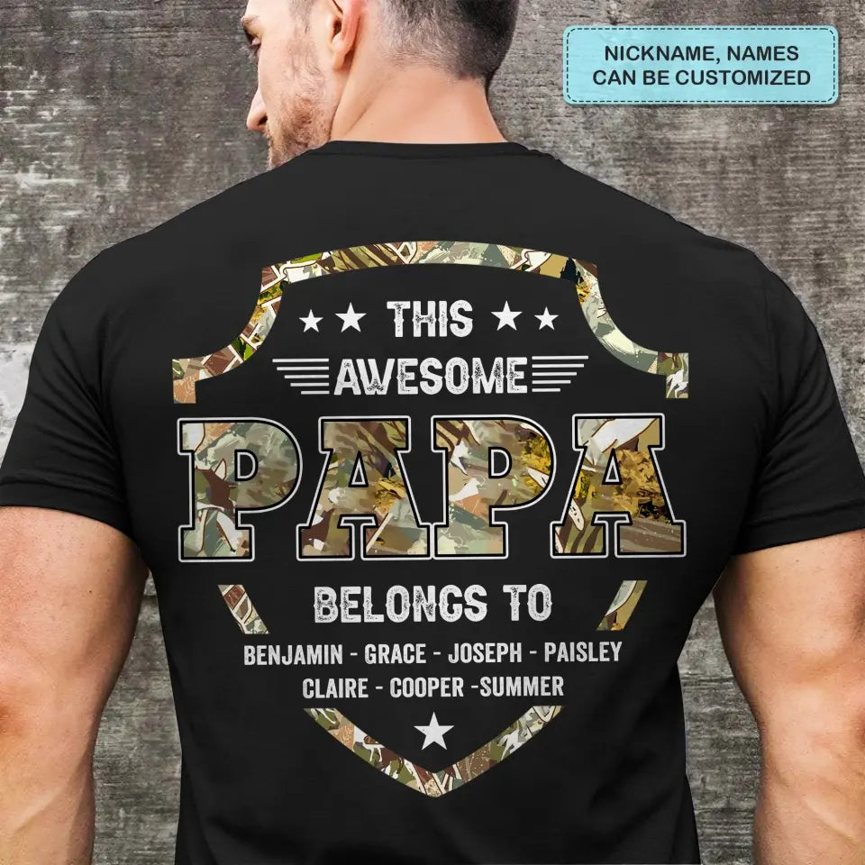 Personalized Custom T-shirt - Father's Day, Birthday Gift For Dad, Grandpa - This Awesome Papa Belongs To