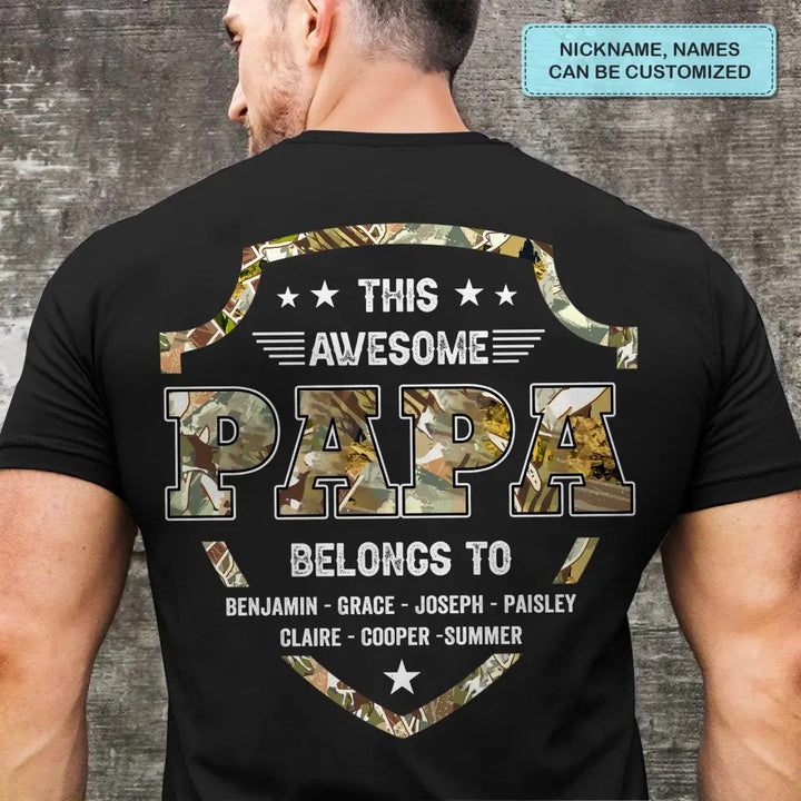 Personalized Custom T-shirt - Father's Day, Birthday Gift For Dad, Grandpa - This Awesome Papa Belongs To