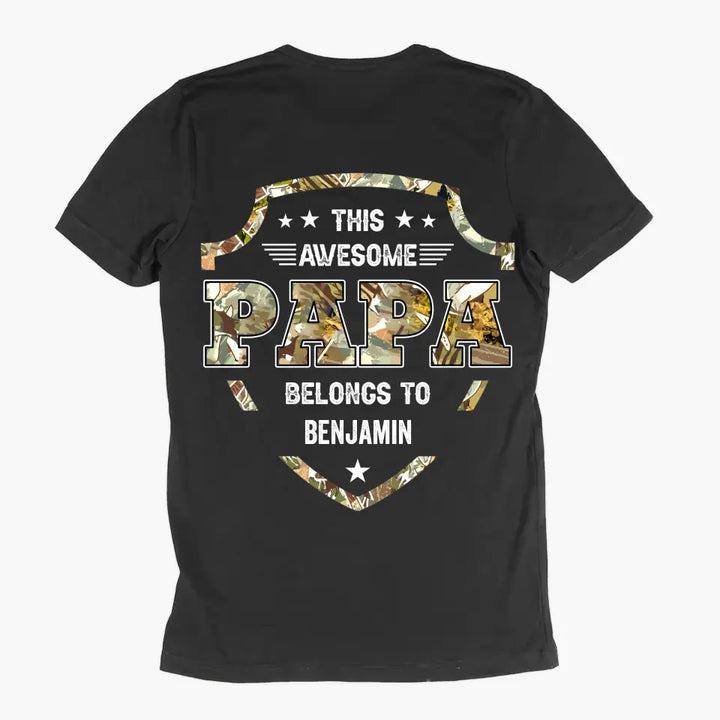 Personalized Custom T-shirt - Father's Day, Birthday Gift For Dad, Grandpa - This Awesome Papa Belongs To