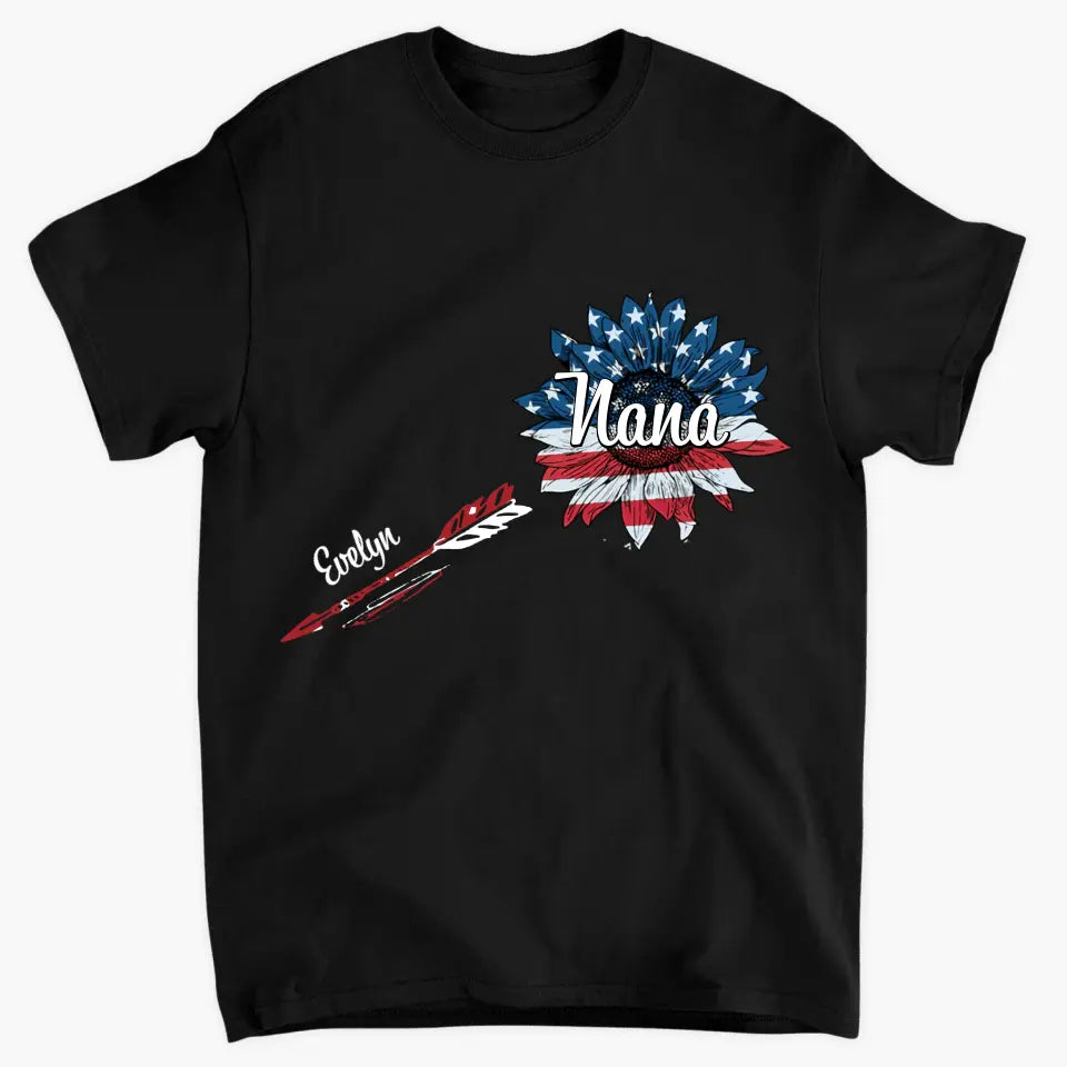 Personalized Custom T-shirt - 4th Of July, Mother's Day, Birthday Gift For Mom, Grandma - Nana Flower 4th Of July