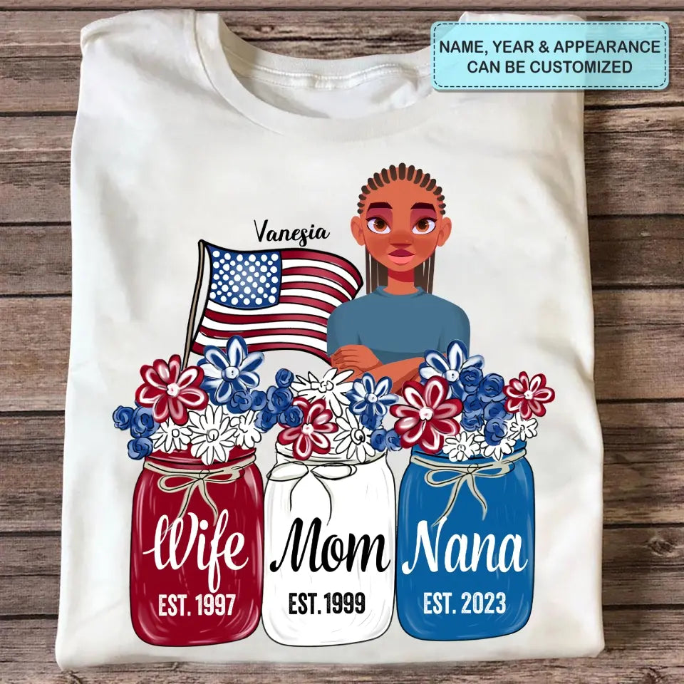 Personalized Custom T-shirt - 4th Of July, Mother's Day, Birthday Gift For Mom, Grandma - Wife Mom Nana