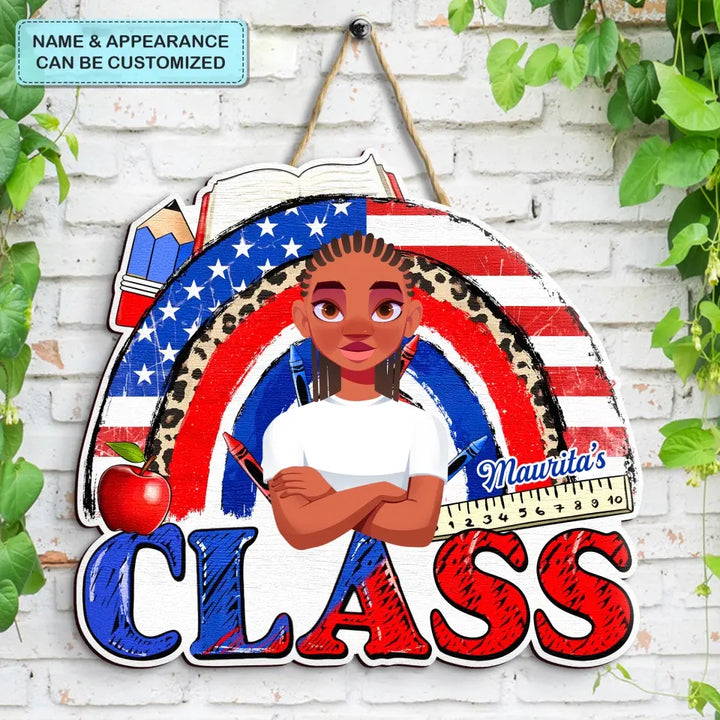 Personalized Custom Door Sign - 4th Of July, Welcoming, Birthday, Teacher's Day Gift For Teacher - American Teacher
