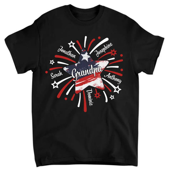 Personalized Custom T-shirt - 4th Of July, Father's Day, Birthday Gift For Dad, Grandpa - Papa Star 4th Of July
