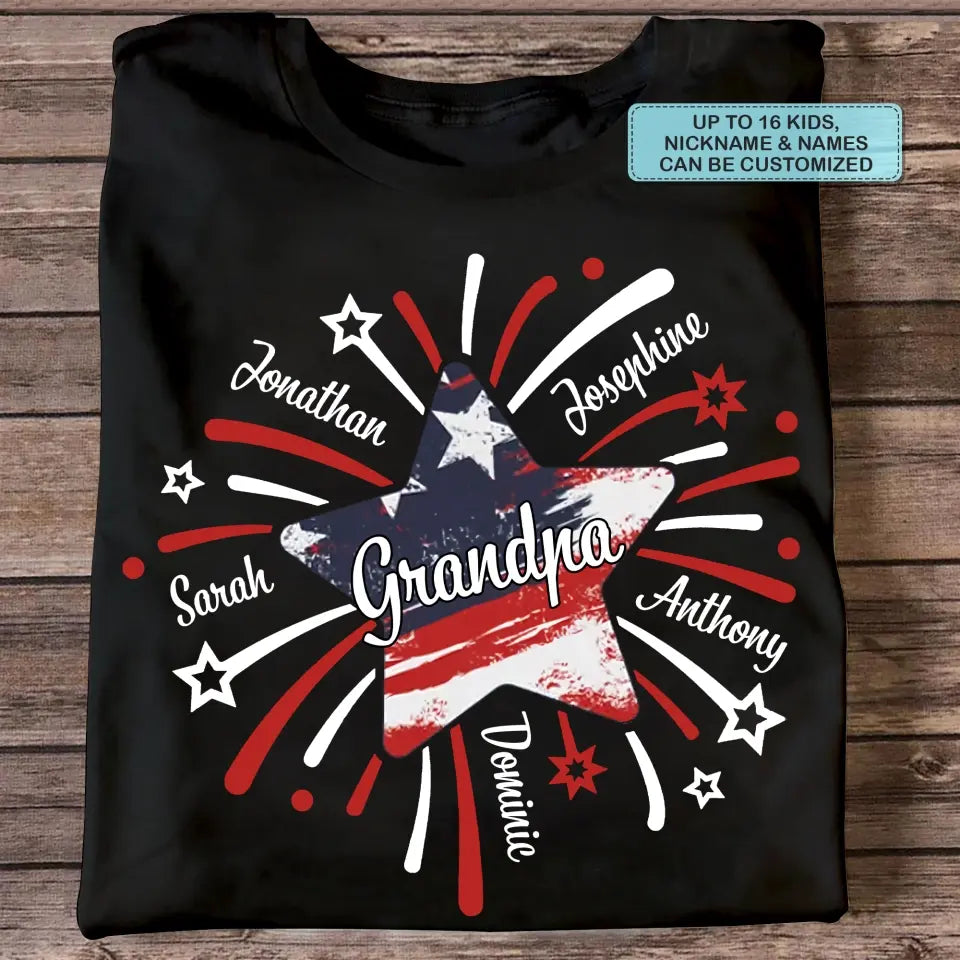 Personalized Custom T-shirt - 4th Of July, Father's Day, Birthday Gift For Dad, Grandpa - Papa Star 4th Of July