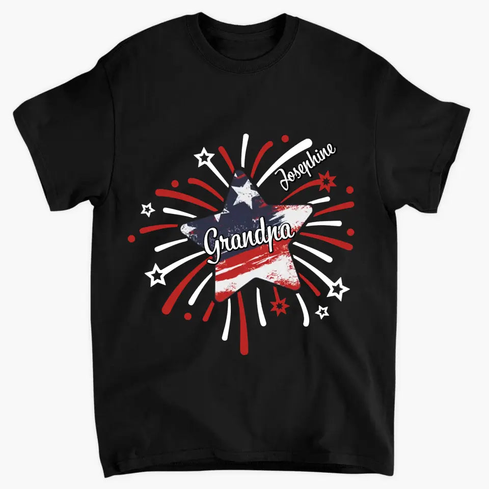 Personalized Custom T-shirt - 4th Of July, Father's Day, Birthday Gift For Dad, Grandpa - Papa Star 4th Of July