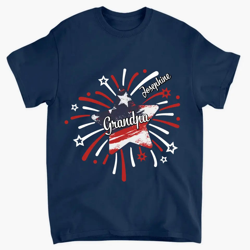 Personalized Custom T-shirt - 4th Of July, Father's Day, Birthday Gift For Dad, Grandpa - Papa Star 4th Of July
