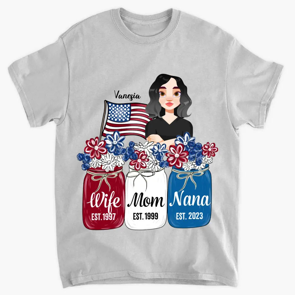 Personalized Custom T-shirt - 4th Of July, Mother's Day, Birthday Gift For Mom, Grandma - Wife Mom Nana