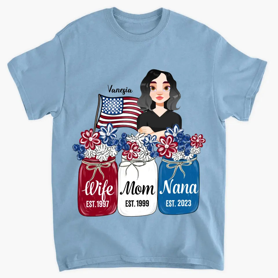 Personalized Custom T-shirt - 4th Of July, Mother's Day, Birthday Gift For Mom, Grandma - Wife Mom Nana