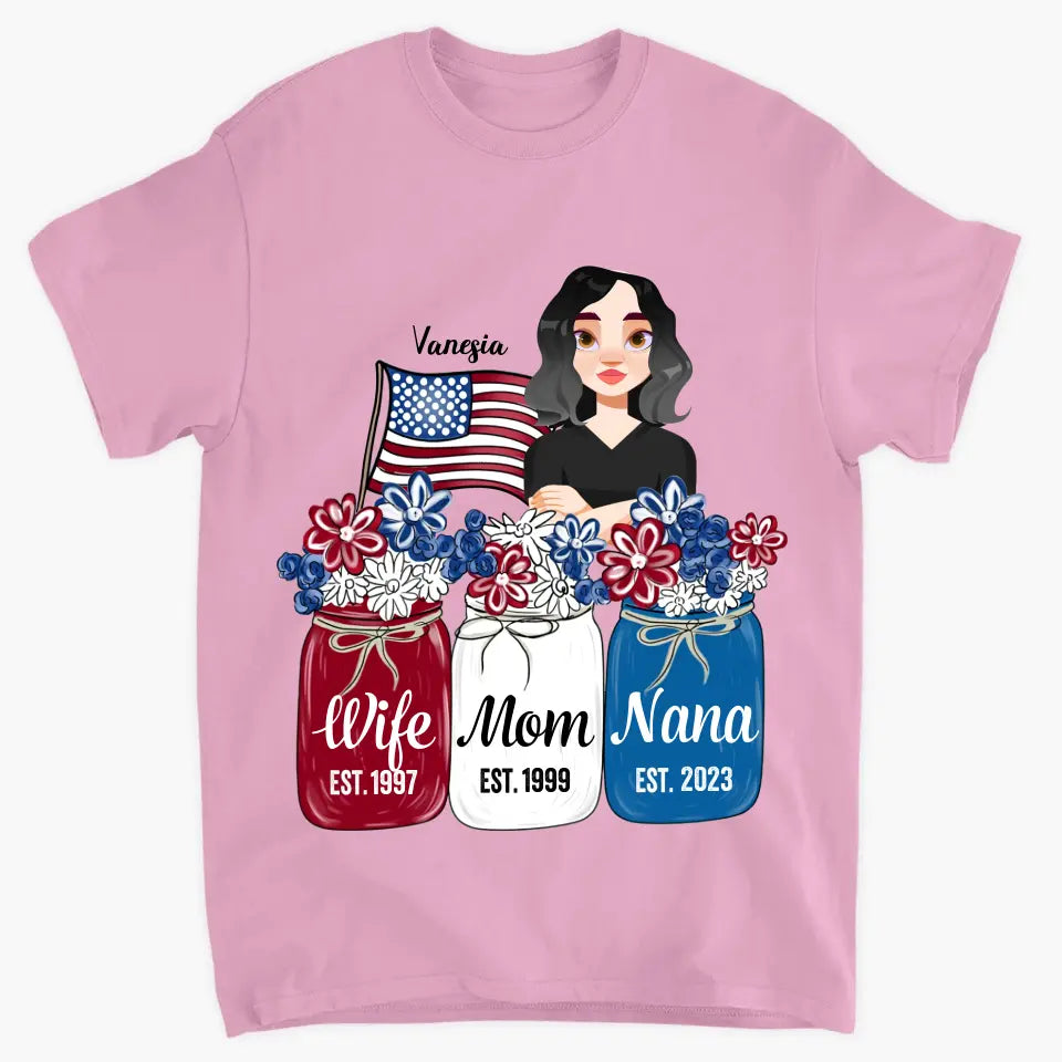 Personalized Custom T-shirt - 4th Of July, Mother's Day, Birthday Gift For Mom, Grandma - Wife Mom Nana