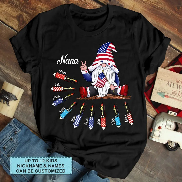 Personalized Custom T-shirt - Birthday Gift For Grandma - Grandma A Gnome Firecracker