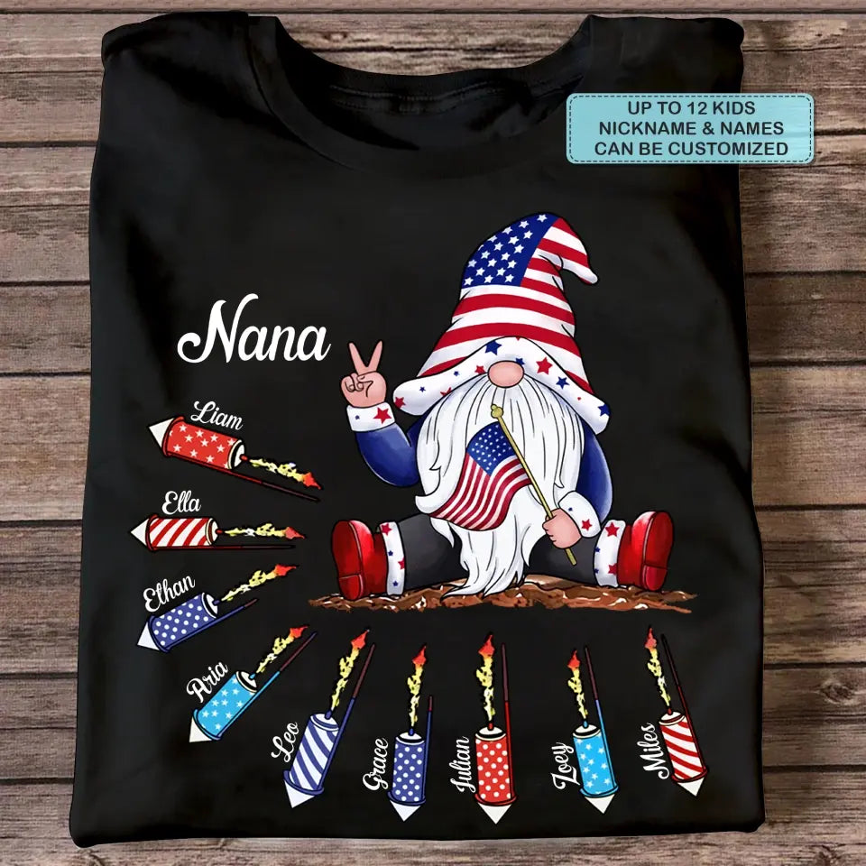 Personalized Custom T-shirt - Birthday Gift For Grandma - Grandma A Gnome Firecracker