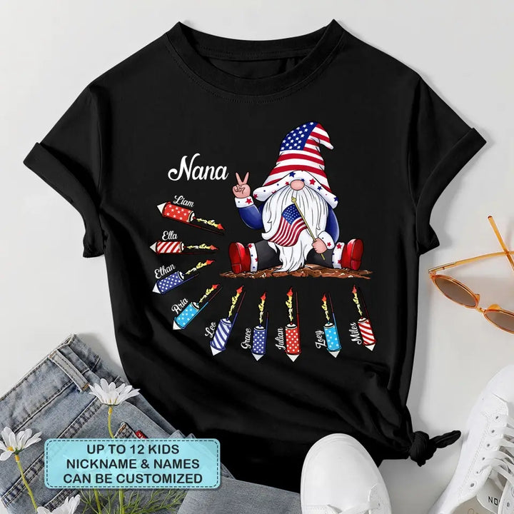 Personalized Custom T-shirt - Birthday Gift For Grandma - Grandma A Gnome Firecracker