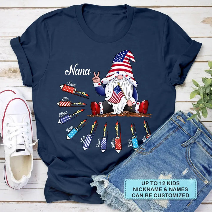 Personalized Custom T-shirt - Birthday Gift For Grandma - Grandma A Gnome Firecracker