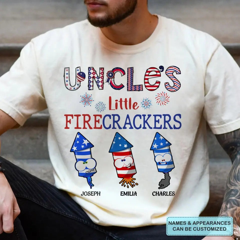 Personalized Custom T-shirt - 4th Of July, Father's Day, Birthday Gift For Dad, Grandpa, Grandma, Uncle - Grandpa's Little Crackers