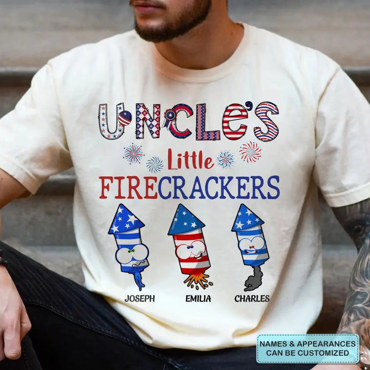 Personalized Custom T-shirt - 4th Of July, Father's Day, Birthday Gift For Dad, Grandpa, Grandma, Uncle - Grandpa's Little Crackers