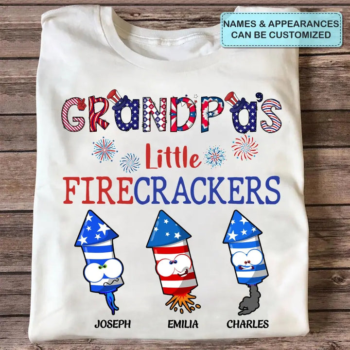 Personalized Custom T-shirt - 4th Of July, Father's Day, Birthday Gift For Dad, Grandpa, Grandma, Uncle - Grandpa's Little Crackers