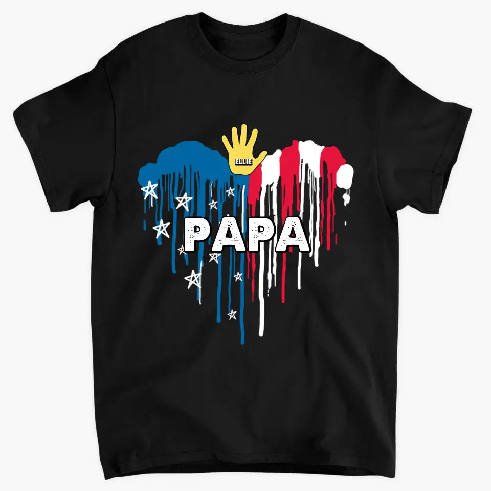 Personalized Custom T-shirt - 4th Of July, Father's Day, Birthday Gift For Dad, Grandpa, Uncle - Papa Kids Hand