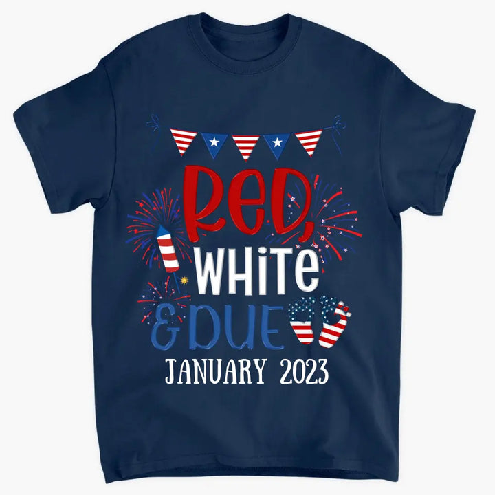 Personalized Custom T-shirt - 4th Of July, Mother's Day, Father's Day, Birthday Gift For Family Member, Mom, Dad - Red White Due