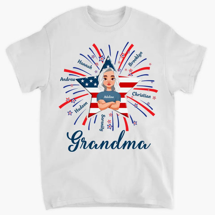 Personalized T-shirt - 4th Of July, Mother's Day, Birthday Gift For Mom, Grandma - Firework 4th Of July