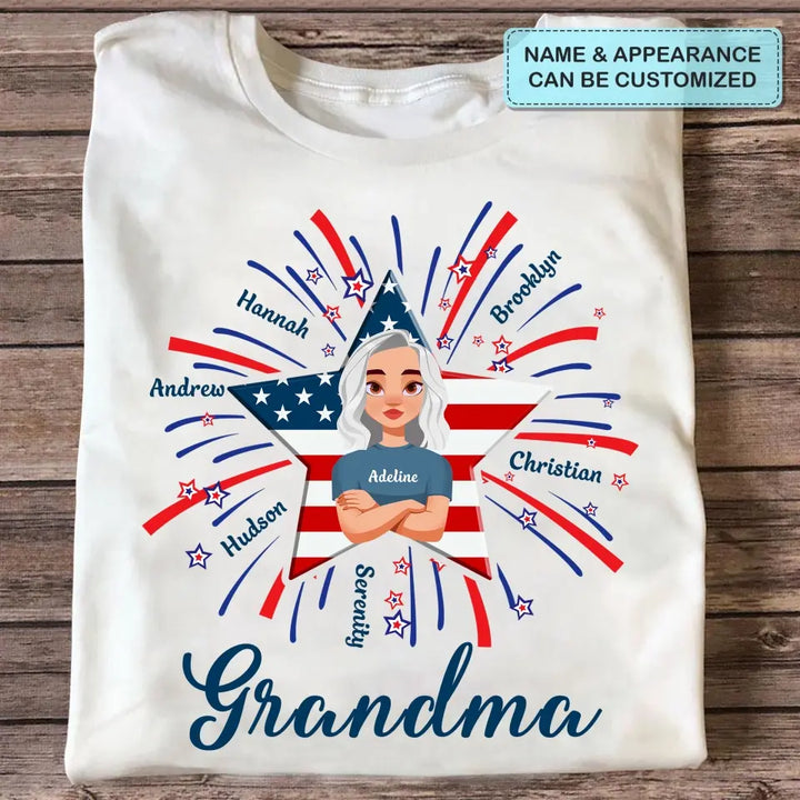Personalized T-shirt - 4th Of July, Mother's Day, Birthday Gift For Mom, Grandma - Firework 4th Of July