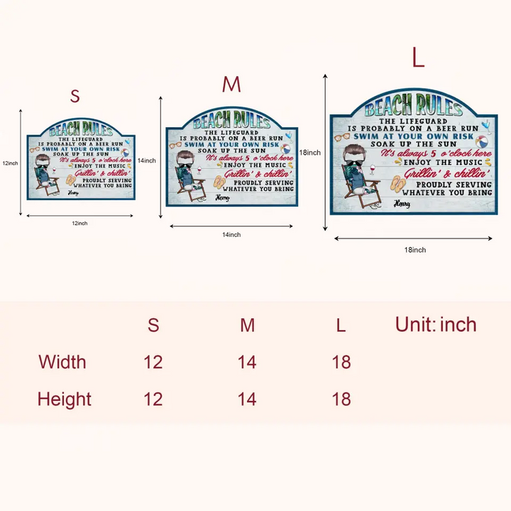 Personalized Custom Door Sign - Anniversary Gift For Couple - Pool Rules Serving Whatever You Bring