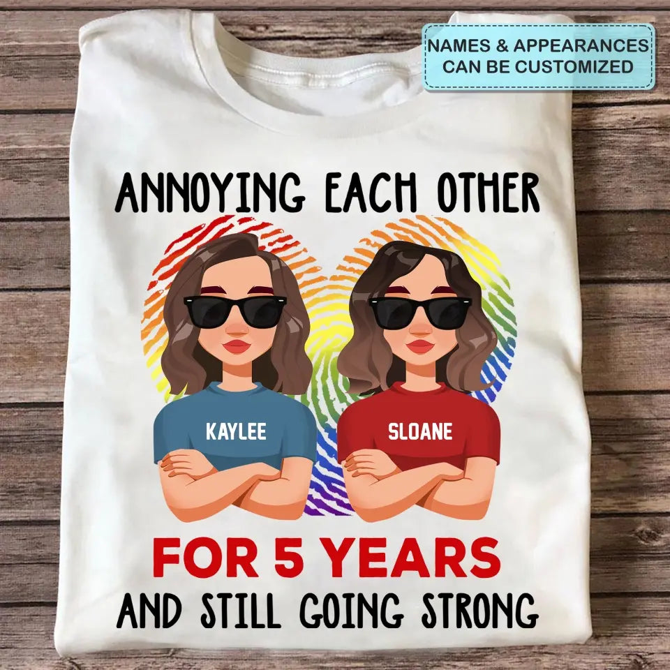 Personalized Custom T-shirt - Pride Month, LGBT, Anniversary Gift For Couple - Annoying Each Other