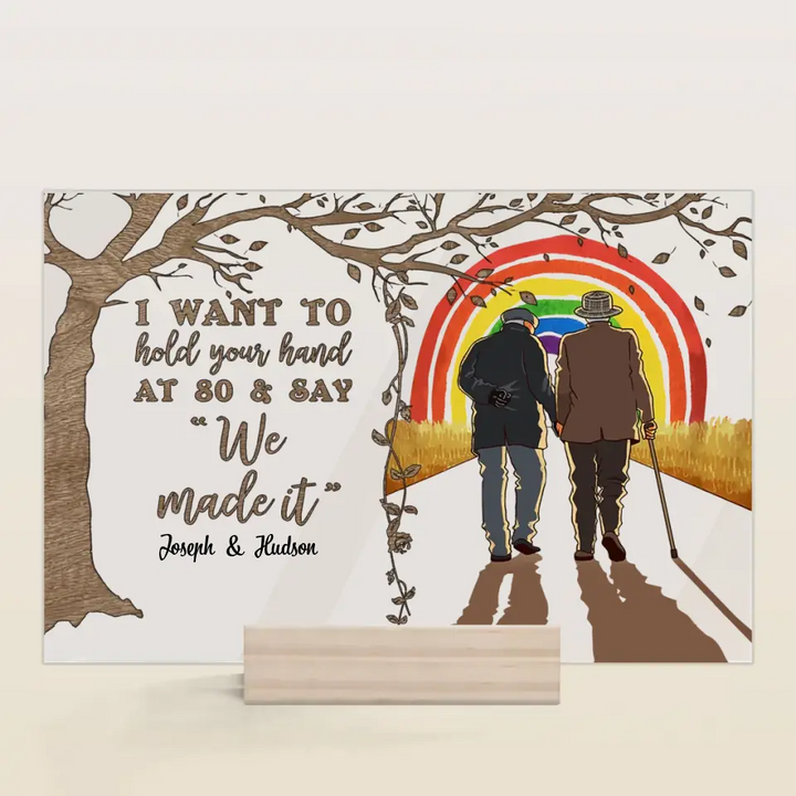 Personalized Custom Acrylic Plaque - Pride Month, LGBT, Anniversary Gift For Couple - I Want To Hold Your Hand