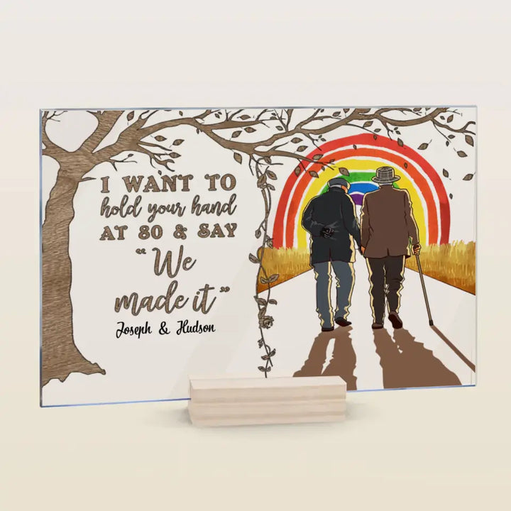 Personalized Custom Acrylic Plaque - Pride Month, LGBT, Anniversary Gift For Couple - I Want To Hold Your Hand