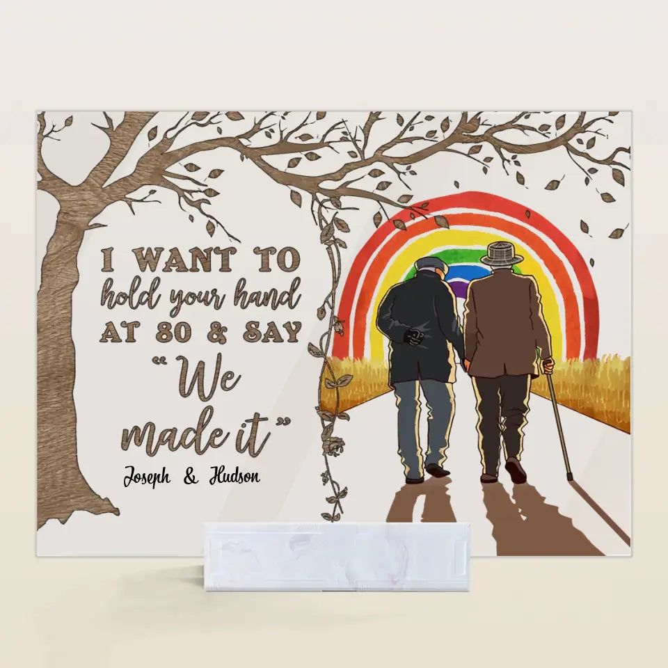 Personalized Custom Acrylic Plaque - Pride Month, LGBT, Anniversary Gift For Couple - I Want To Hold Your Hand