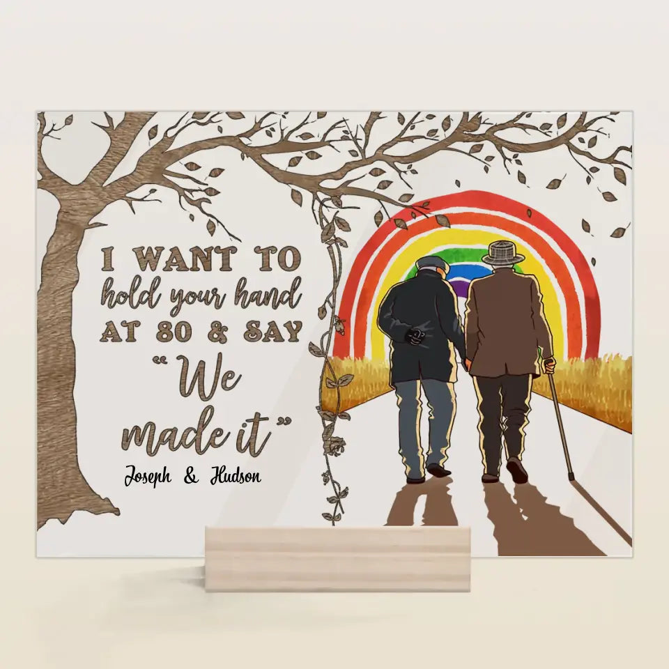 Personalized Custom Acrylic Plaque - Pride Month, LGBT, Anniversary Gift For Couple - I Want To Hold Your Hand