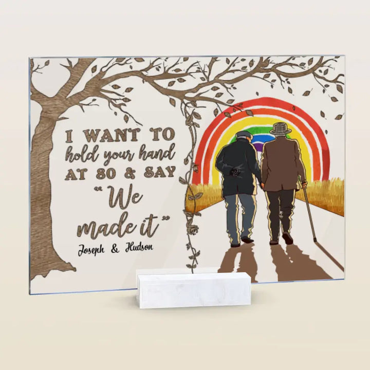 Personalized Custom Acrylic Plaque - Pride Month, LGBT, Anniversary Gift For Couple - I Want To Hold Your Hand