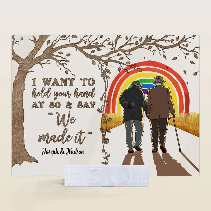 Personalized Custom Acrylic Plaque - Pride Month, LGBT, Anniversary Gift For Couple - I Want To Hold Your Hand