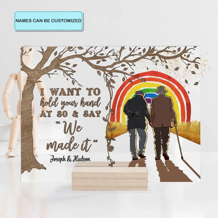 Personalized Custom Acrylic Plaque - Pride Month, LGBT, Anniversary Gift For Couple - I Want To Hold Your Hand