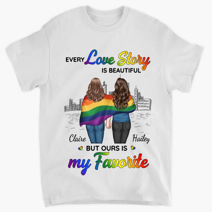 Personalized Custom T-shirt - Pride Month, 4th Of July, LGBT, Anniversary Gift For Couple - Our Love Story Is My Favorite